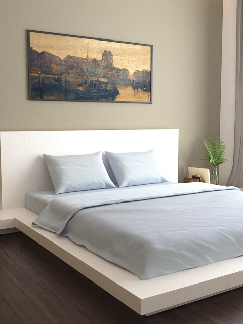 

MARK HOME Solid Blue Bedding Set