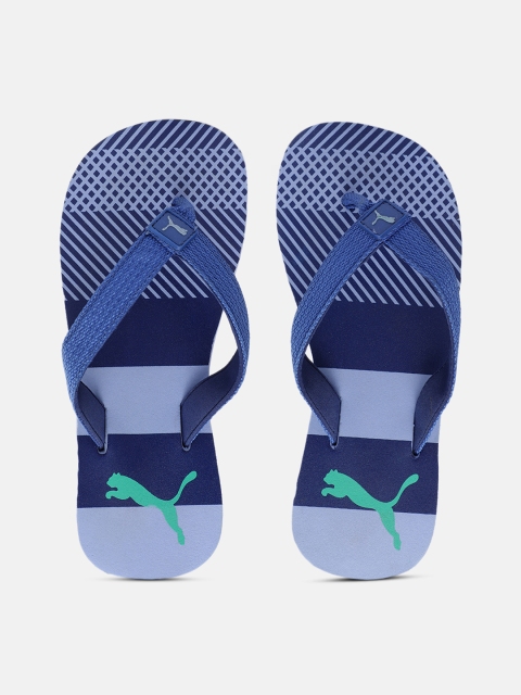 

Puma Unisex Blue Striped Thong Flip-Flops