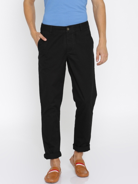 

Puma Men Black Solid Flat-Front Trousers
