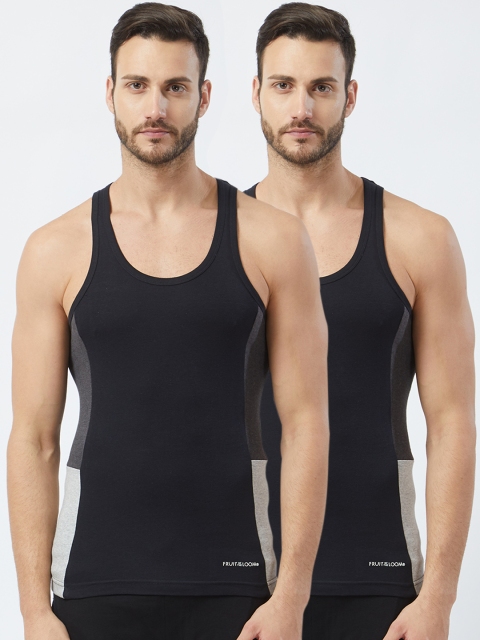 

Fruit of the Loom Men Pack of 2 Innerwear Vests MFV02-2P-C3, Black