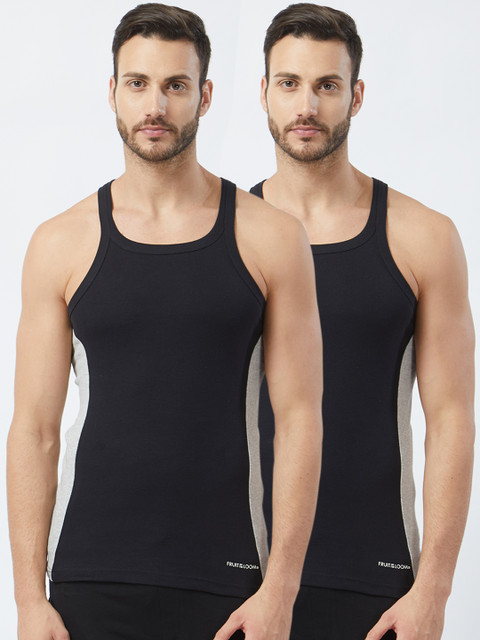 

Fruit of the Loom Men Pack of 2 Innerwear Vests MFV01-2P-C3, Black