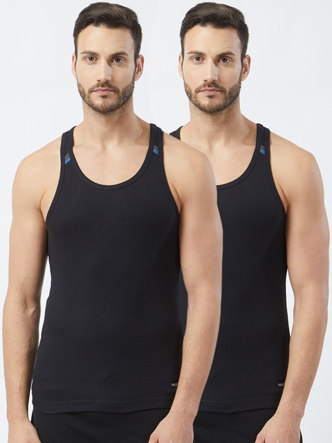 

Fruit of the Loom Men Pack of 2 Innerwear Vests MFV03-2P-C1, Black