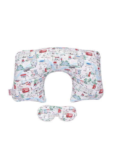 

Cath Kidston Women Off-White & Green Printed Travel Pillow & Eye Mask