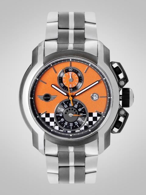 

MINI Men Orange & Black Patterned Analogue Swiss Made Watch MINI36