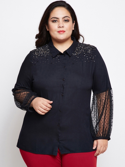 

Oxolloxo Women Navy Blue Regular Fit Solid Casual Shirt