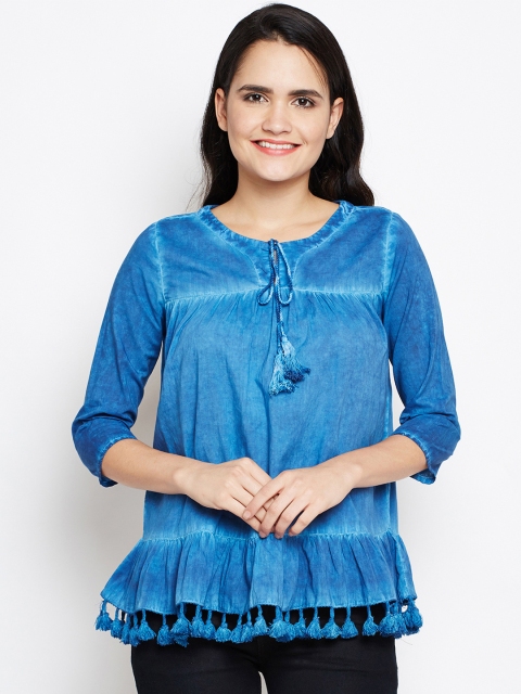 

Oxolloxo Women Blue Solid A-Line Top