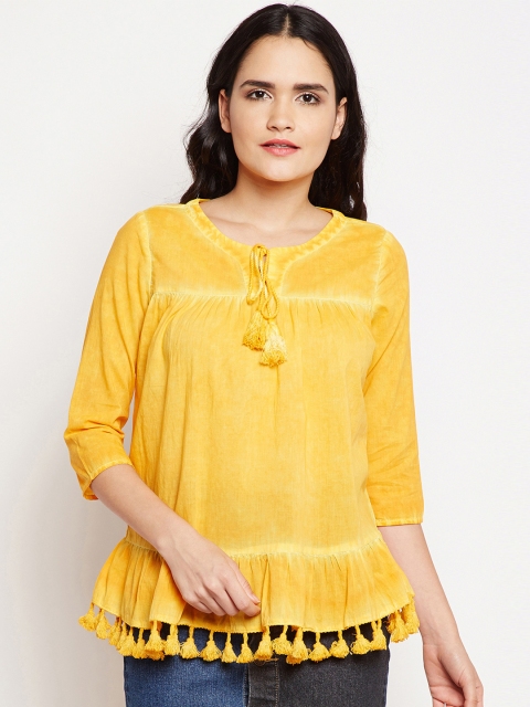 

Oxolloxo Women Yellow Solid A-Line Top