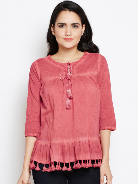 

Oxolloxo Women Coral Solid A-Line Top