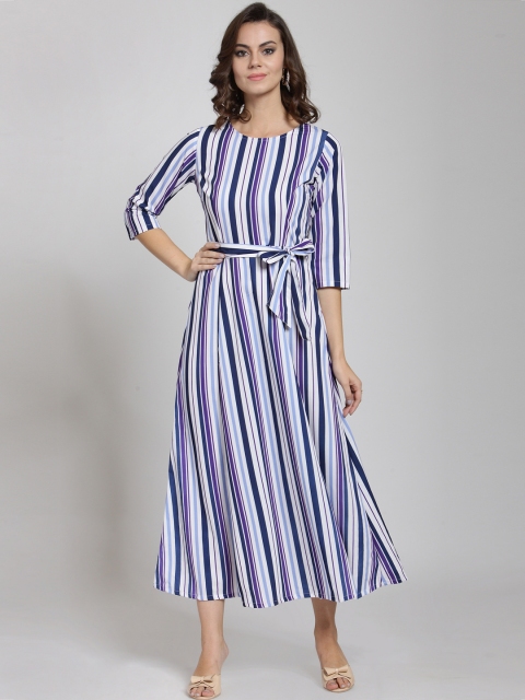 

plusS Women Blue Striped A-Line Dress