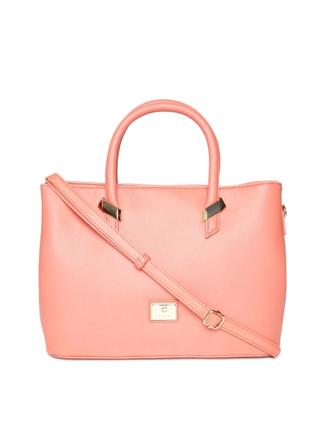 

Caprese Coral Pink Solid Handheld Bag