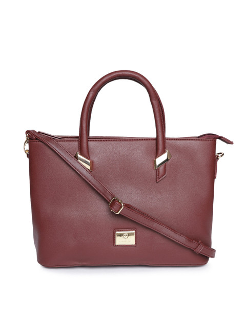 

Caprese Maroon Solid Handheld Bag with Detachable Sling Strap