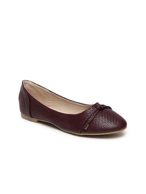 

Addons Women Maroon Woven Design Ballerinas