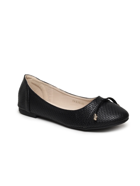 

Addons Women Black Woven Design Ballerinas