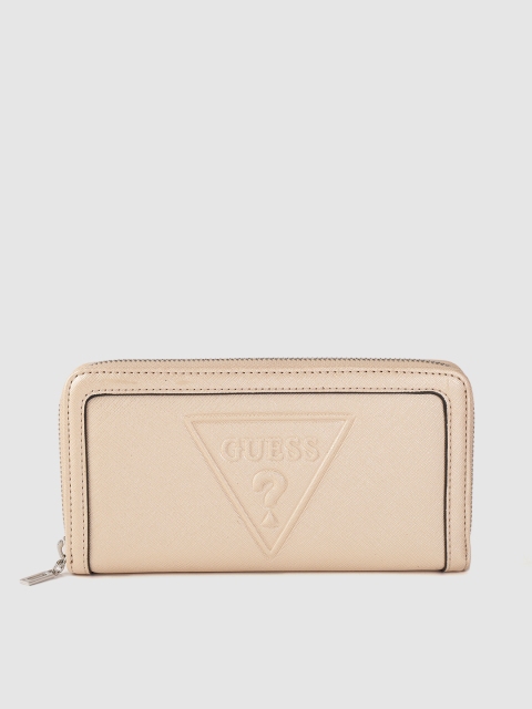 

GUESS Women Beige Textured Zip Around Wallet