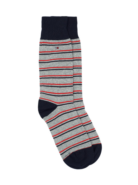 

Tommy Hilfiger Men Navy Blue & Grey Striped Socks