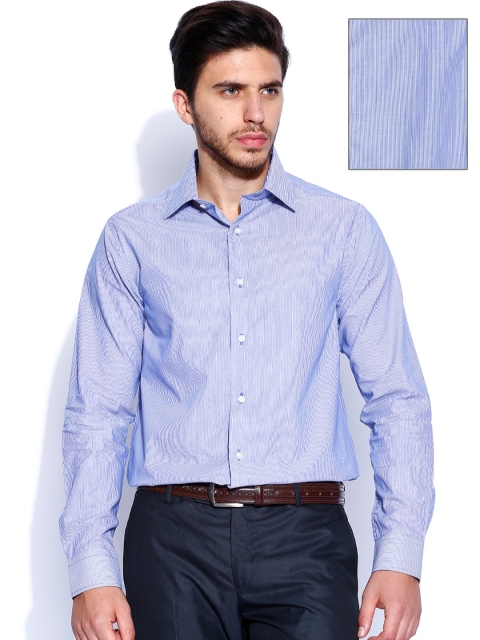 

Blackberrys Blue & White Striped Slim Formal Shirt