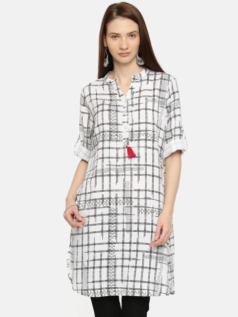 

Global Desi White & Black Checked Tunic