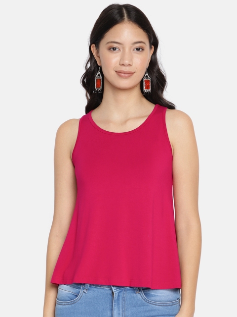 

Global Desi Women Fuchsia Pink Knitted Solid Top