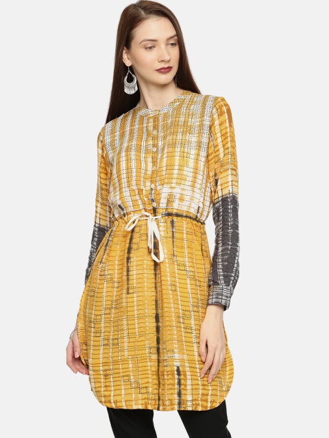 

Global Desi Yellow & Grey Printed Tunic