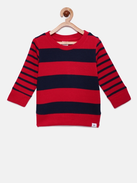 

GAP Boys Red Striped Round Neck T-shirt