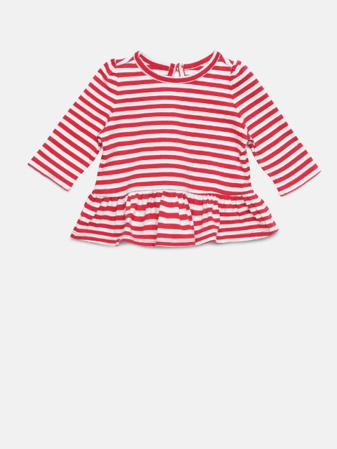 

GAP Baby Girls' White & Red Striped Long Sleeve Peplum T-Shirt