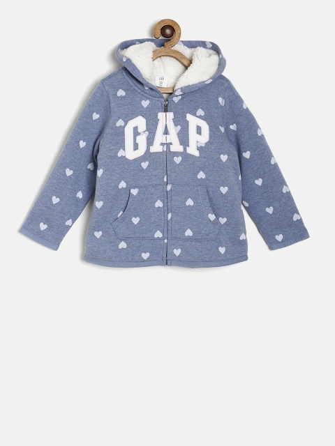 

GAP Baby Girls' Sherpa-Lined Logo Hoodie Sweatshirt, Blue