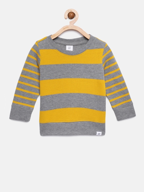 

GAP Boys Grey Striped Round Neck T-shirt