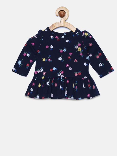

GAP Baby Girls' Navy Blue Print Peplum Long Sleeve Top