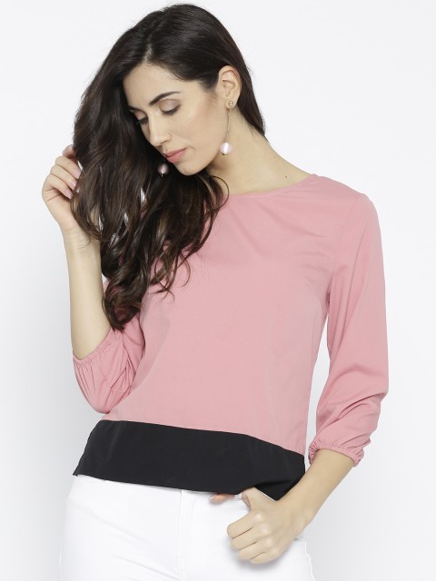 

StalkBuyLove Women Pink Colourblocked Styled Back Top