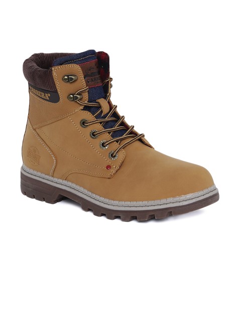 

Carrera Men Tan Solid Synthetic Leather Mid-Top Flat Boots