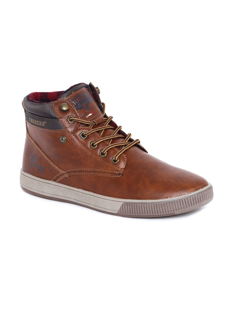 

Carrera Men Brown Solid Synthetic Mid-Top Sneakers