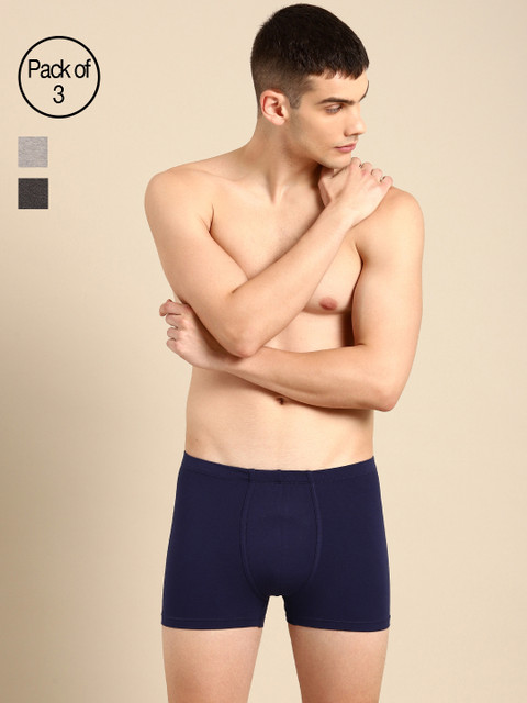

ether Men Pack of 3 Solid Premium Cotton Ultrasoft Trunks ETHR-TRNK-PK3-001C, Charcoal