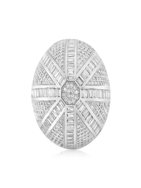 

shaze Women Silver-Toned Stone-Studded Cocktail Ring