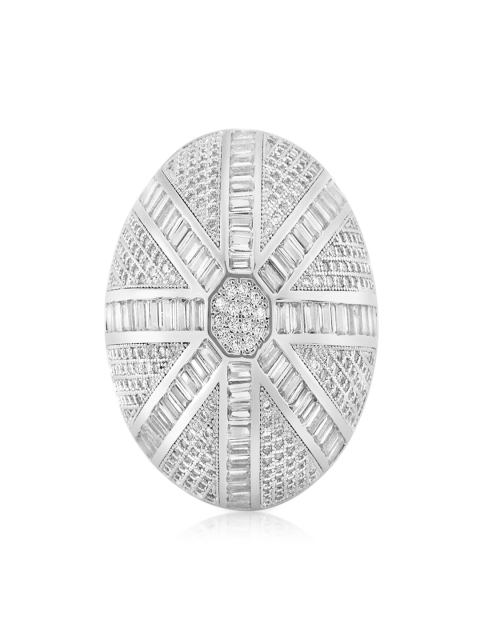 

shaze Women Silver-Toned Stone-Studded Cocktail Ring