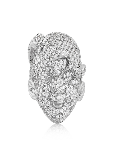 

shaze Women Silver-Toned Stone-Studded Cocktail Ring