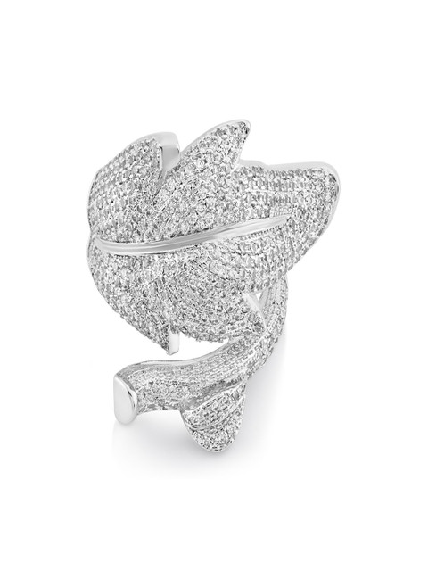 

shaze Women Silver-Toned Stone-Studded Cocktail Ring