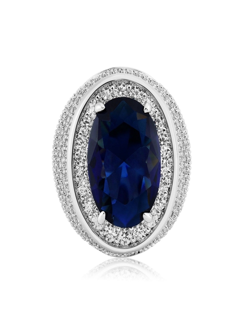 

shaze Women Silver-Toned Stone-Studded Cocktail Ring