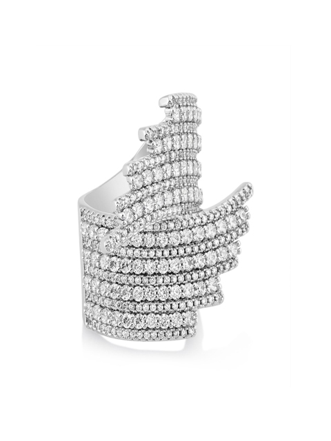 

shaze Women Silver-Toned Stone-Studded Cocktail Ring