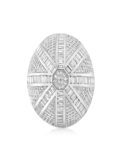 

shaze Women Silver-Toned Stone-Studded Cocktail Ring
