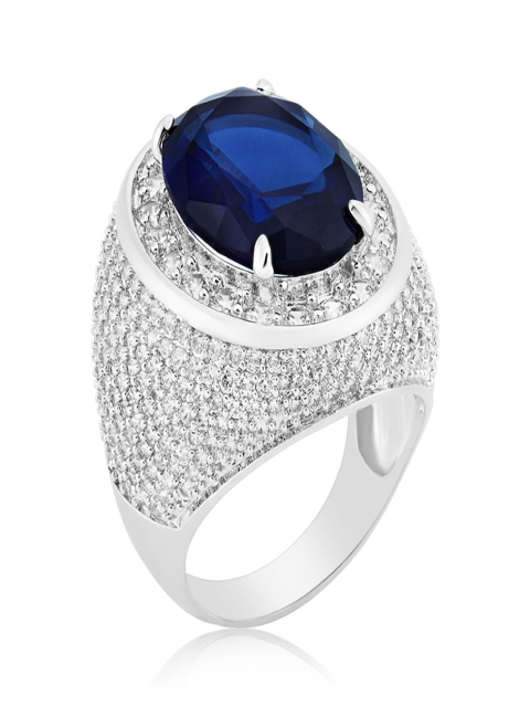 

shaze Women Silver-Toned Stone-Studded Cocktail Ring