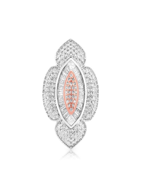 

shaze Women Silver-Toned Floral CZ Stone-Studded Finger Ring