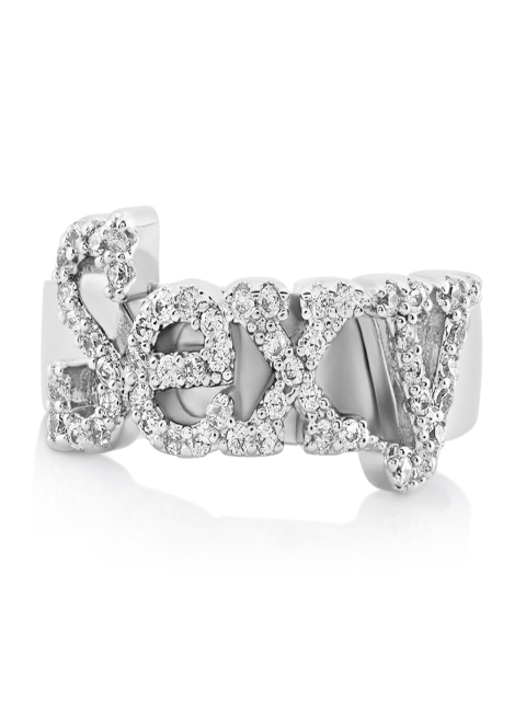 

shaze Women Silver-Toned CZ Stone-Studded Finger Ring