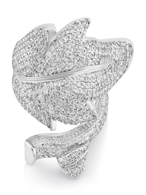 

shaze Women Silver-Toned Stone-Studded Cocktail Ring