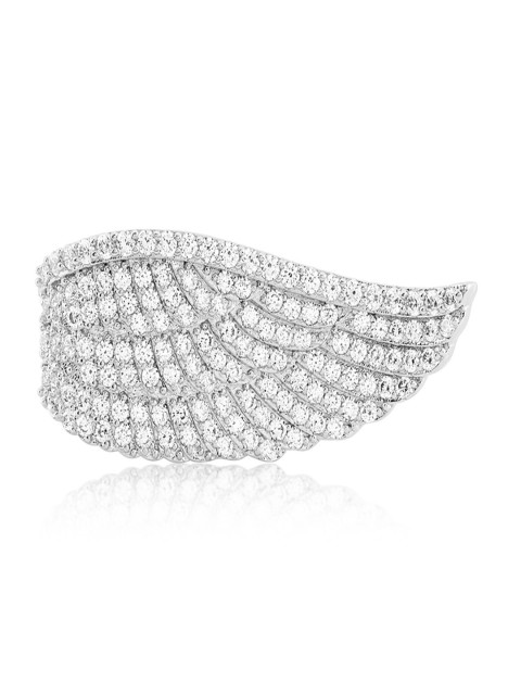 

shaze Women Silver-Toned Wing-Shaped CZ Stone-Studded Finger Ring