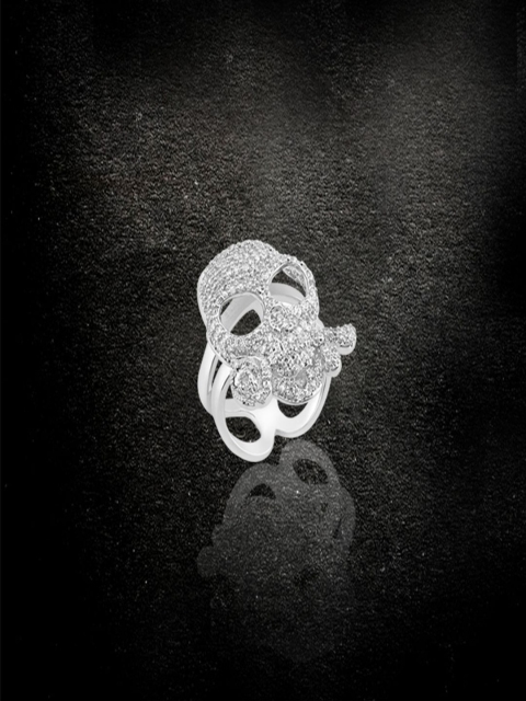 

shaze Women Silver-Toned CZ Stone-Studded Finger Ring