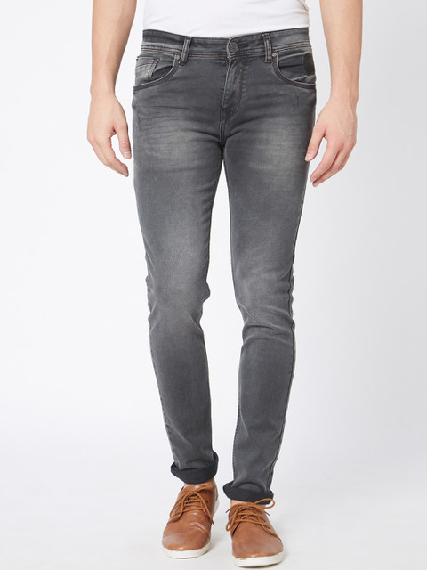 

Road Rockers Men Black & Grey Skinny Fit Low-Rise Clean Look Jeans
