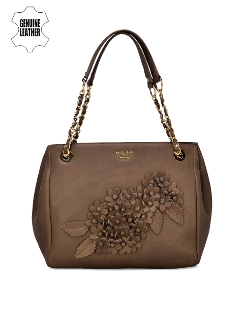 

Eske Taupe Embellished Shoulder Leather Bag