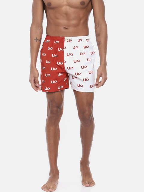 

Urban Dog Men Rust Red & White Printed Boxers UDBX111