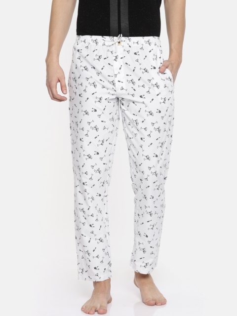 

Urban Dog Men White Printed Pyjamas UDPYJ24