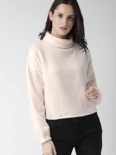 

FOREVER 21 Women Cream-coloured Self-Design Pullover Sweater